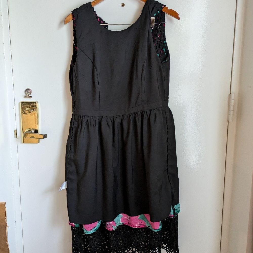 Anthropologie Black Crochet Lace "Terrace Sheeth Dress" by Wolven Pockets 10 - Picture 14 of 16